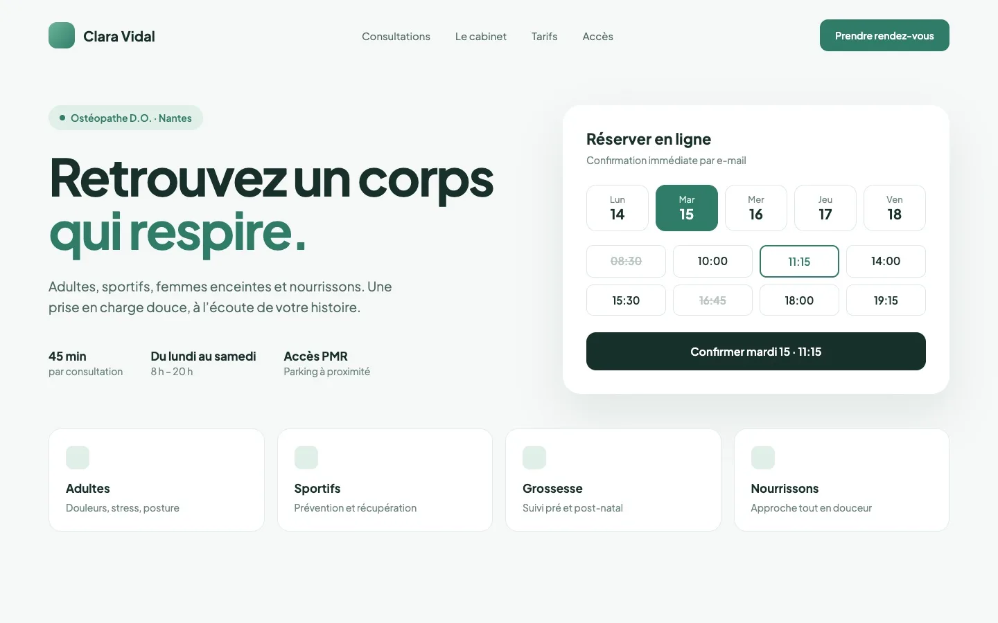 Concept de site pour un cabinet d’ostéopathie